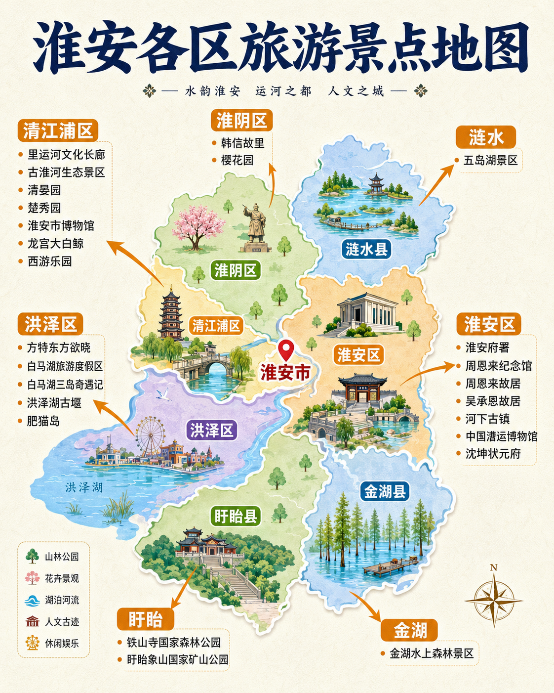 淮安各区旅游景点地图